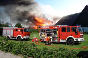 Ansicht eines Feuerwehreinsatzes und Verhalten bei Bränden