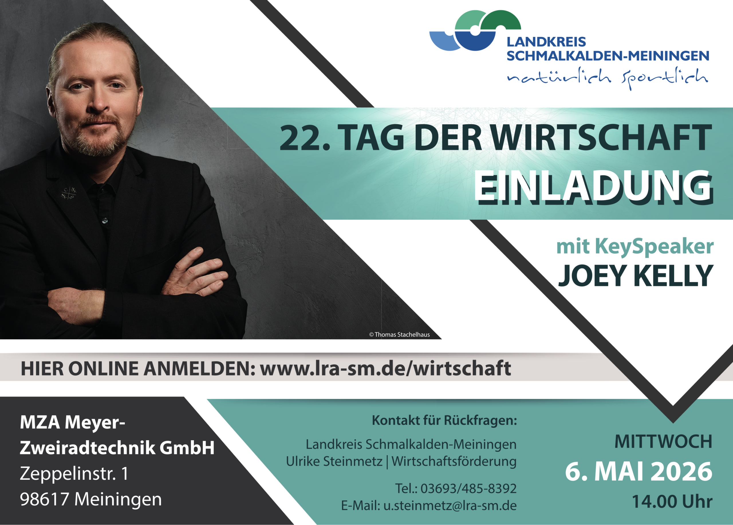 Prominenter Gast beim 22. Tag der Wirtschaft – Landratsamt gewinnt Extremsportler Joey Kelly für Impulsvortrag