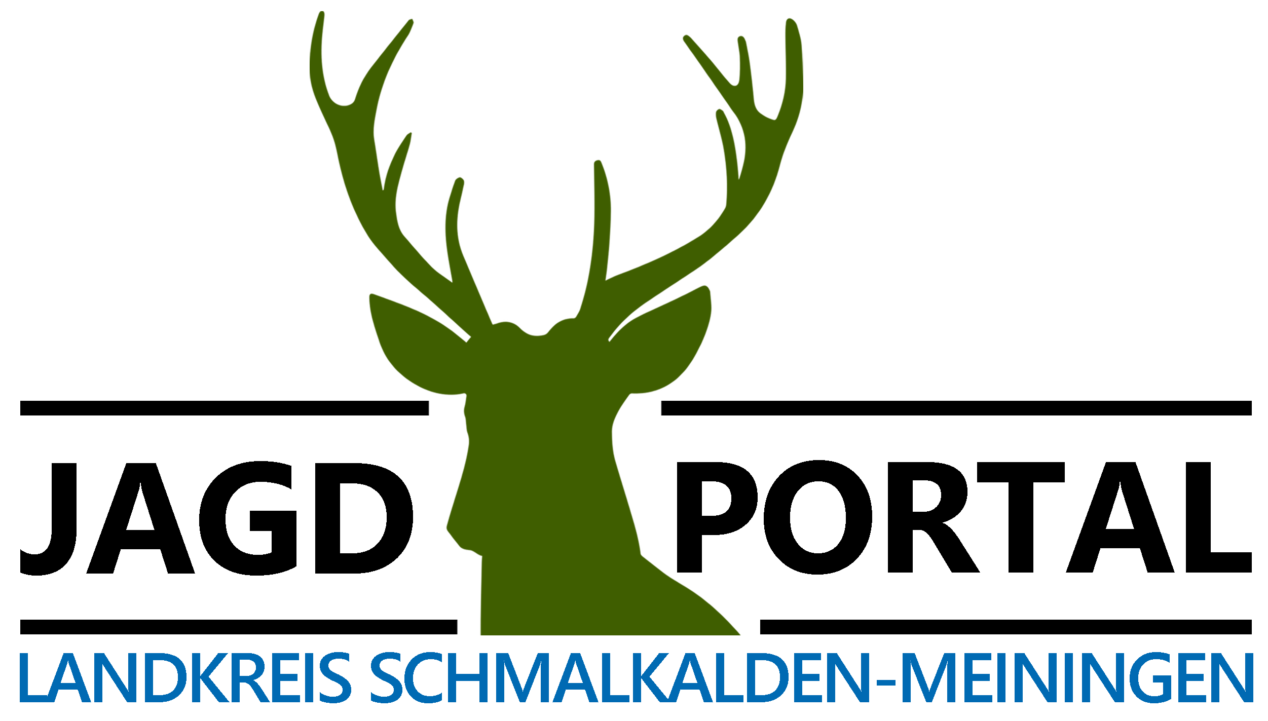 Logo Jagdportal Landkreis Schmalkalden-Meiningen Logo des Jagdportals des Landkreises Schmalkalden-Meiningen mit einer Silhouette eines grünen Hirsches.